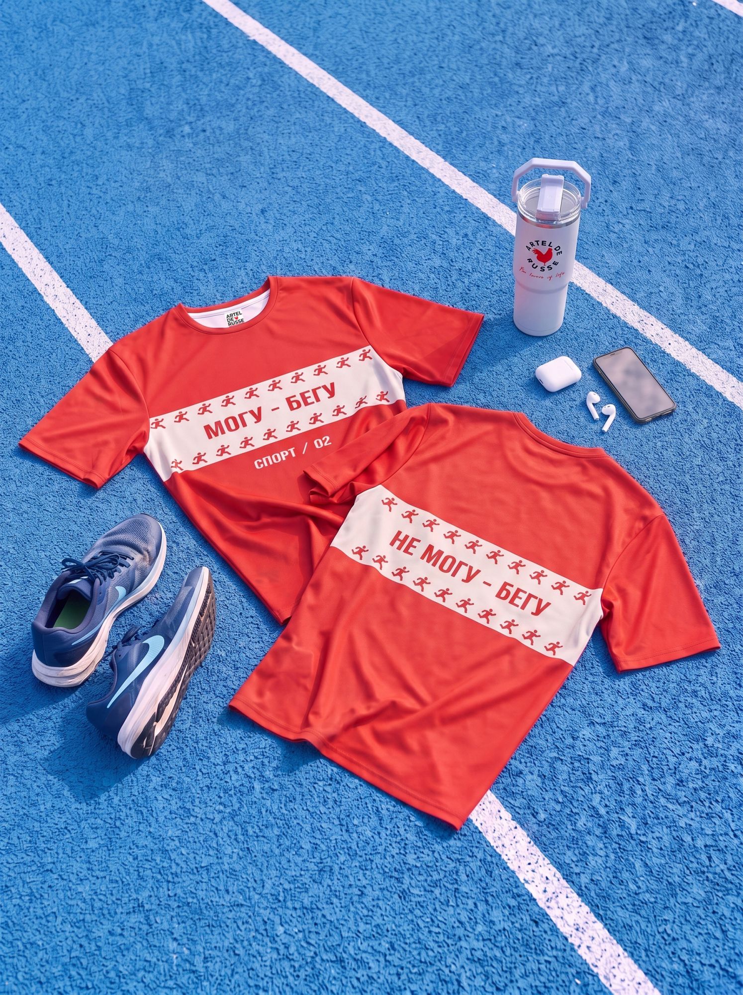 T-shirt "МОГУ-БЕГУ "  OVERSIZE красная